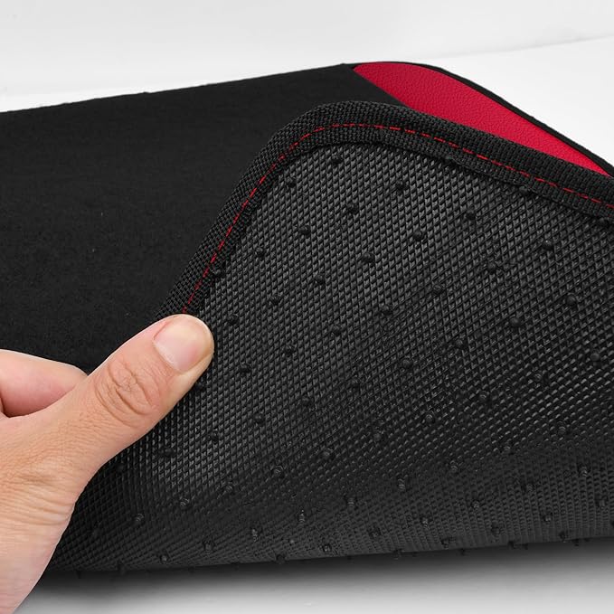CAR PASS Waterproof Universal Faux Leather 3Row Car Floor Mats, Red Car Mats Fit for SUV,Vans,sedans, Trucks,Set of Vehicles Car Carpet with Driver Heel Pad and Anti-Slip Nibs Backing (Red 3Row)