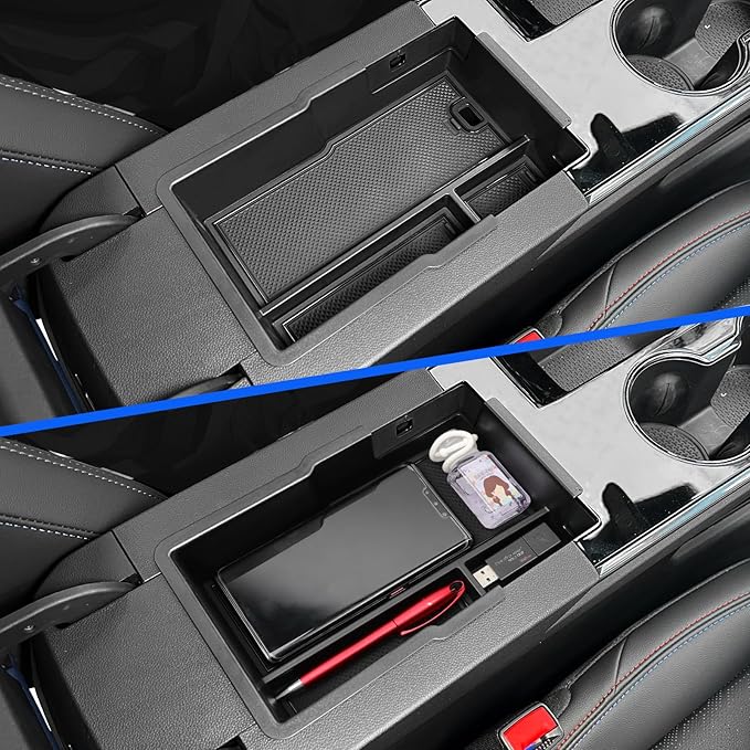 SMABEE Center Console Organizer for Chevrolet Chevy Equinox 2025 2026 Armrest Storage Box ABS Storage Tray Insert Interior Accessories Black