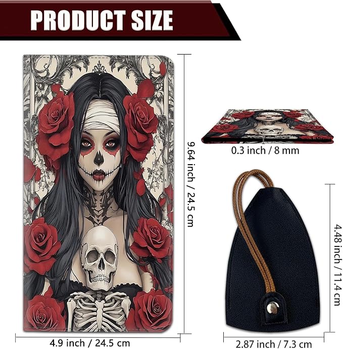 Car Registration Holder, PU Leather Vehicle Glove Box Organizer for Driver License, Document, Car Insurance Holder with Magnetic Shut, Auto Paperwork Wallet Accessories, Halloween Sugar Skull Girl