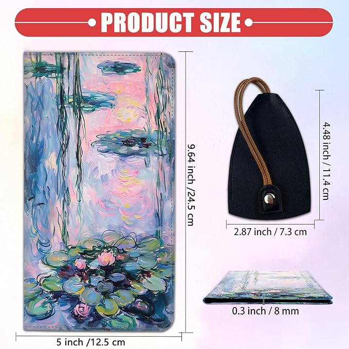 Car Registration and Insurance Card Holder for Women Men, Waterproof PU Leather Glove Box Car Organizer with Magnetic Shut, Vehicle Document Holder for Driver License,Cards, Watercolor Water Lotus