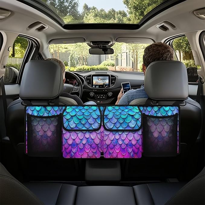 Trunk Organizer for Car Large Capacity Car Organizer, Mermaid Scale Foldable Trunk organizer, Space Saving Car Organization for Car Accessories, Tools, Sundries