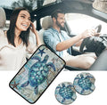 Car Armrest Cover Pads Universal Fashion Cute Auto Center Console Armrest Cover Pad with 2PCS Car Coasters Soft Waterproof Car Armrest Seat Protector for Women, Sea Turtle Starfish