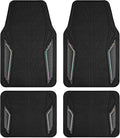 PIC AUTO Rubber Floor Mats, Black Aluminum Film with Colorful Piping Floor Mats for Cars, Car Mats with Non-Slip Backing, All-Weather Protection, Trim-to-Fit Liner for Cars, SUVs, Trucks, Vehicles