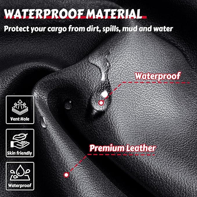 LPDK Fit for Kia Sportage Car Seat Covers Front Set 2pcs with Waterproof Leather,Lumbar Muscle Pain Healing Function,Airbag Compatible Automotive Breathable Seat Protectors(Black Red with Pillow)