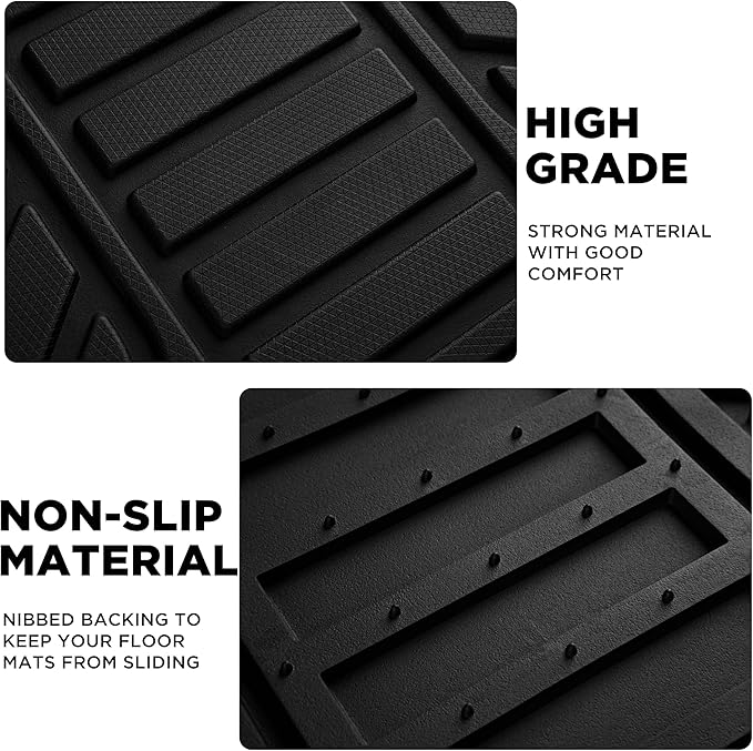PIC AUTO Heavy Duty Rubber Floor Mats, Yellow Aluminum Film Car Mats Set, Front and Rear Car Mats with Anti-Slip Backing, All Weather Protection, Trim-to-Fit for Automotive SUV, Sedan, Van