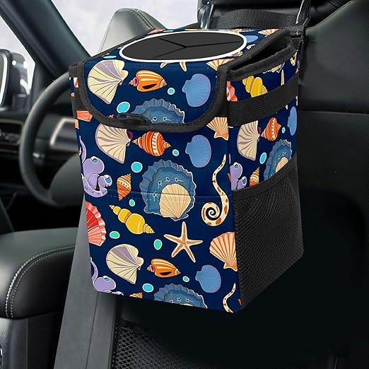 GVGHIDZ Car Trash Can – Multi-Purpose, Lightweight and Portable with Durable Water-Resistant Coating, No Installation Required, Practical and Ample Capacity, Variety of Colors.Conch Shell