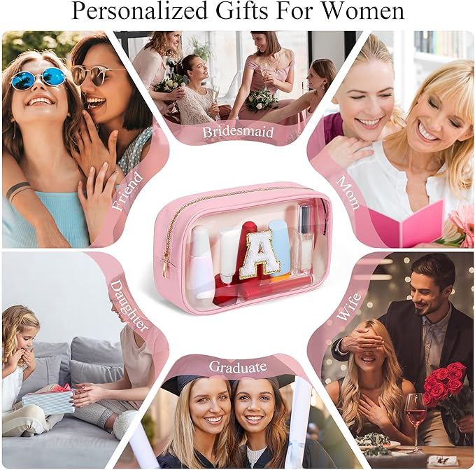 YOOLIFE Valentines Gifts for Grandkids Teacher Gift Travel Toiletry Bag Clear Makeup Bag Travel Essentials Christmas Gifts for Girls Teen Girlfriend Kids Birthday Gift Stocking Stuffers Pink J
