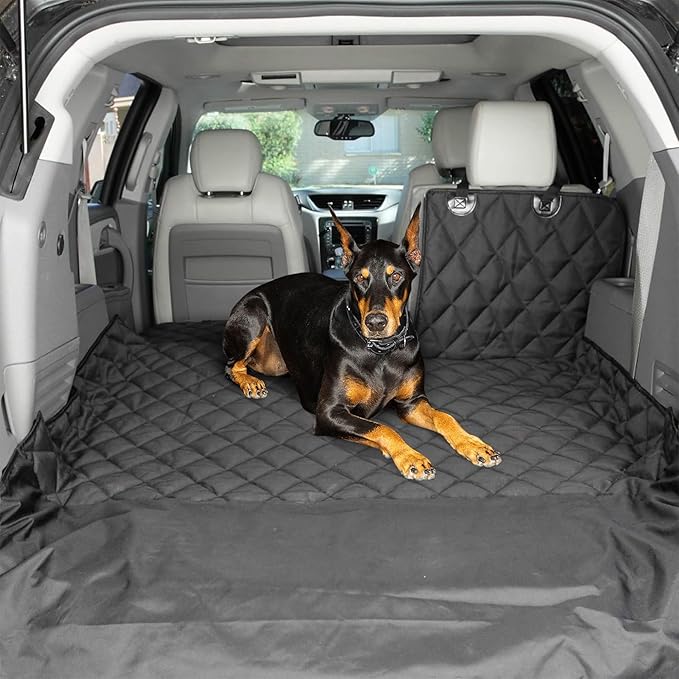 4Knines Split Cargo Liner for SUV – For Dogs & Pets, Heavy-Duty, Waterproof Trunk Mat & Cargo Cover – Fits 60/40 Split Bench & Armrest Pass-Through – Machine Washable, Non-Slip, Durable (Small, Black)