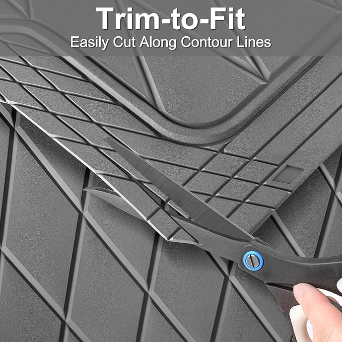 CAR PASS Heavy Duty Rubber Car Floor Mats, Deep Dish All Weather Car Mats Full Set, 3 Piece Waterproof Premium Anti-Slip Floor Mats Rugs Universal Trim to Fit for 95% Sedan SUV Van Truck, All Gray