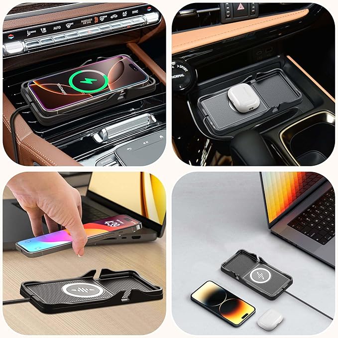 Wireless Car Charger,LANSEMKU Car Wireless Chargers Charging pad Non Slip 15w Fast Charger for Car Wireless Phone Charger for iPhone17/ 16/15/14/13/12 Pro Max,for Android (with Holder-100cm Cable)