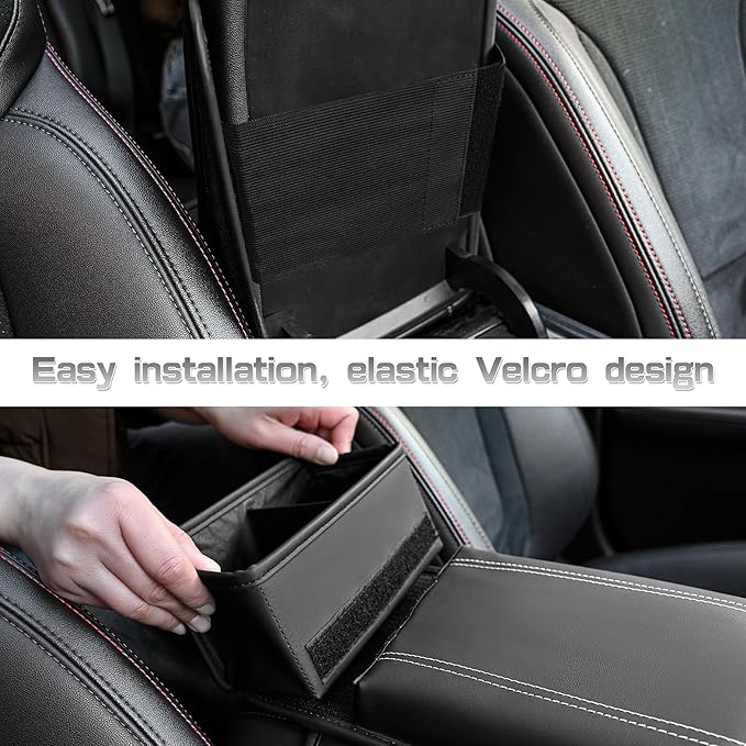 JEYODA Upgraded Car Armrest Cover,Premium Leather Car Armrest Cover Cushion with Storage Holder, Caddy for car (red)