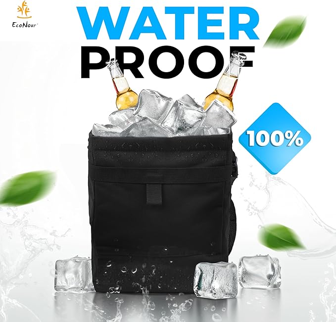 EcoNour Foldable Car Trash Bag Hanging, Garbage Bag and Waterproof Trash Can for Car, Leakproof Trash Can, SUV and Truck Seat Backs, Home, Office - Holds 2.5 Gallons (Black)