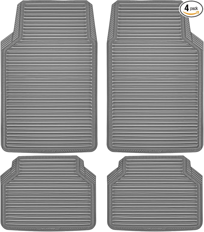 CAR PASS Rubber Car Mats,Car Floor Mats All Weather,Car Mats Full Set 4-Piece,Waterproof Automotive Floor Mats Trim to Fit for Most Cars Sedans SUVs Vans,Heavy Duty Anti-Slip Easy Clean, All Gray