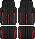 Skechers Car Floor Mats,Heavy Duty Rubber Car Mats Full Set,All Weather Floor Mats,Waterproof Trim to Fit Universal Floor Liner Car Accessories,Automotive Floor Mats for Cars Trucks SUV,Red