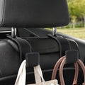 Romiona Leather Car Purse Hooks with Larger Strap Holder Purse Hook Purse Holder for car car seat Back Hooks Automotive seat Back Organizer headrest Hooks for Bags and Purse (Black, 2pcs)