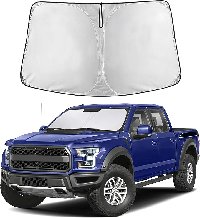 EcoNour Windshield Sun Shade Compatible for Ford F-150 2021–2026 | Custom Fit Pickup Truck Front Window Sunshade | Foldable UV & Heat Reflective Sun Visor