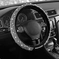 Skechers Women’s Bling Steering Wheel Cover, Velvet with Sparkly Crystal Rhinestones, Stylish Car Interior Gift, Universal Fit 14" 1/2-15" for Cars, SUVs, Trucks, Silver Diamond