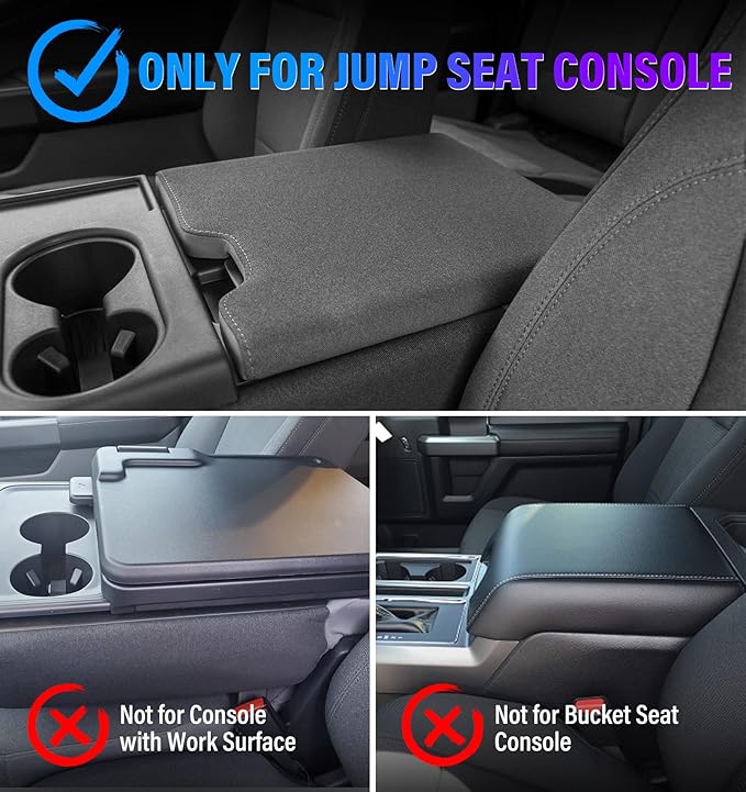 Thickened Center Console Armrest Cover for 2015-2025 Ford F150 Accessories, PU Leather Middle Console Protective Cover, Arm Rest Box Lid Cushion, Fits Only 40/20/40 Jump Seat Console