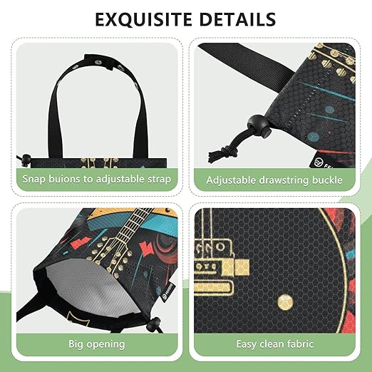 ALAZA Hanging Car Trash Bags Garbage Bag Trash Can for Back Seat Small Guitar 1 Washable Storage Bag Retractable 2 Pack