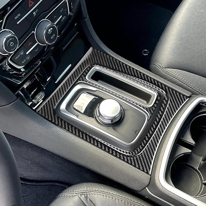 NVCNX Real Premium Carbon Fiber for Chrysler 300 Accessories 2015-2023 2016 2017 2018 2019 2020 2021 2022 S/C/Limited/Touring Car Center Console Gear Shift Panel Cover Interior Trim Sticker Decal 3PCs