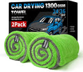 Singrune 2 Pack XL Car Drying Towel – 1300GSM Ultra Absorbent Microfiber, 24"x36" Large Size, Twisted Loop, Lint-Free & Streak-Free for Auto Detailing, Car, SUV, Truck (Gray-Green)