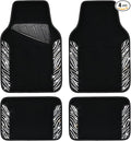 CAR PASS Bling Zebra Car Mats Rhinestones Diamond Waterproof Floor Mat Crystal Sparkly Shining Glitter Carpet Anti-Slip PVC Heel Pad, Universal Fit Automotive SUV,Sedan,4pcs Girly Women, Zebra Diamond