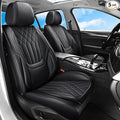 GEZHOUBA Full Coverage Car Seat Covers Full Set Waterproof, Luxury Leather Automotive Seat Covers Car Seat Protector, Front & Rear Seats Cover Sets Universal Fit for Most Vehicles Sedans SUVs, Black