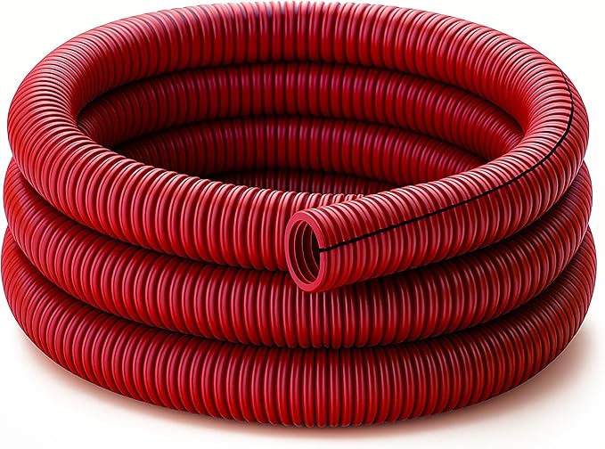 Electriduct Split Wire Loom Tubing Polyethylene Corrugated Flexible Conduit - 1/4" Nominal Size - 1000 Feet - Red