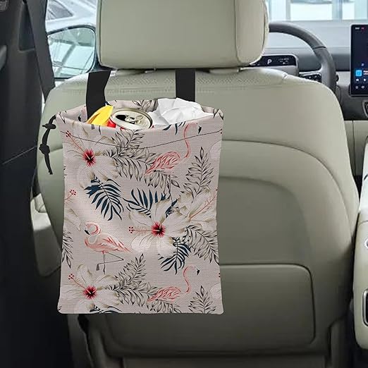 Car Trash Bag Hanging Flamingo Car Trash Can Waterproof Garbage Bag Hanging for Car Back Seat