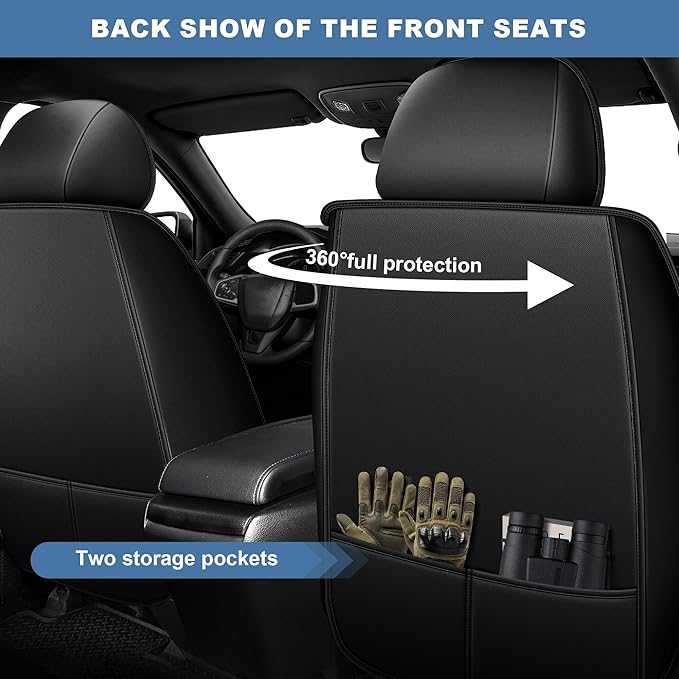 Ahsrnl Seat Covers Fit for Subaru Forester 2007-2025 2026 Cooling Ice Silk Faux Leather Seat Covers Breathable Seat Cushion Protector（2PCS Front Pair/Black