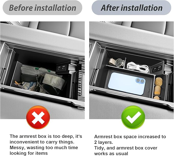 SKTU for 2025 2026 Toyota Sienna Accessories Center Console Organizer for 2021-2026 Toyota Sienna Console Tray 2026 Sienna ABS Console Organizer with Coin Holder (Not Fit Models with Refrigerator)