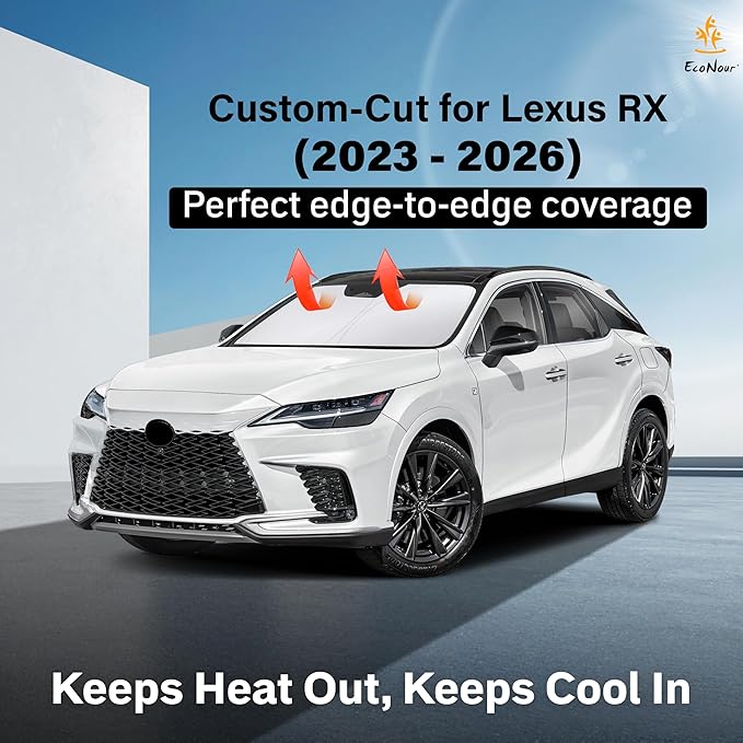 Econour Windshield Sun Shade for 2023-2026 Lexus RX 350 450h Accessories Sunshade Window Sun Visor Protector Foldable Blocks UV Rays Keep Your Car Cooler