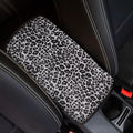 Gray Leopard Print Car Console Covers Armrest Console Cover Soft Car Center Console Cover Accessories Protect from Pet Claws Universal Cars Interior Accessories Decoration