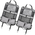 ACROPIX Car Back Seat Organizer Backseat Kick Mat Protector with Touch Screen Tablet Holder 7 Pockets Storage Bag Oxford Cloth Gray - Pack of 2