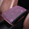 Pink Bling Car Armrest Cover with Memory Foam Cushion Pad & Rhinestones, Universal Diamond Center Console Cover for Cars, Bling Middle Console Cover, Bling Car Accessories for Women, Pink