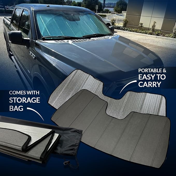 Custom Fit Car Sun Shade Windshield | Sun Visor | Car Window Shades | Fold Up Front Sunshade Visor | Compatible with Subaru B9 Tribeca 2006-2014 | CFS-301-S | Silver & Grey 1-pc Set