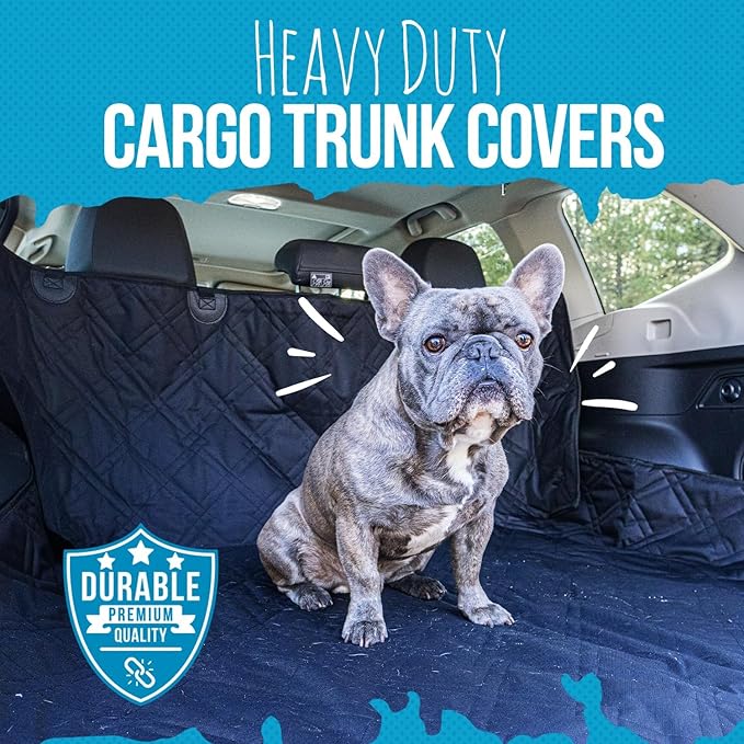 Bulldogology Cargo Mesh SUV Cargo Liner for Dogs – Waterproof Heavy Duty Pet Trunk Protector, 55″ x 106″ with Mesh Window & 60/40 Split Fit (XL, Black)