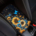 Dreaweet Car Center Console Cover Sunflower Butterfly Print Car Accessories for Women Universal Armrest Cover for Car Center Console,Car Armrest Seat Box Cover Protector,Black
