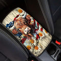 Suobstales Highland Cattle Daisy Print Car Armrest Pad Wood American Flag Design Soft Center Console Arm Rest Protector Cover Universal Car Interior Accessories Decoration