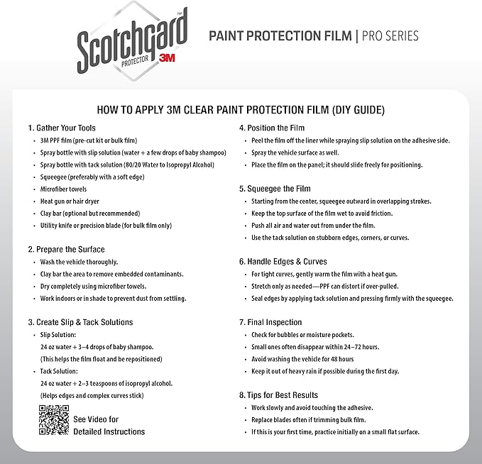 Prime Ave 3M Clear Paint Protection Film, 8 mil PPF Vinyl Wrap with Self-Healing Technology, UV Protection, Non-Yellowing, Scratch Resistant, Glossy Finish (6 x 36in)