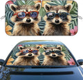 Cute Raccoon Car Windshield Sunshades Tropical Floral Sunglasses Animals Front Window Sun Shade Rays Sun Shade Visor Protector for Car Sedan Truck SUV Accessories 59" L x 31.5" W
