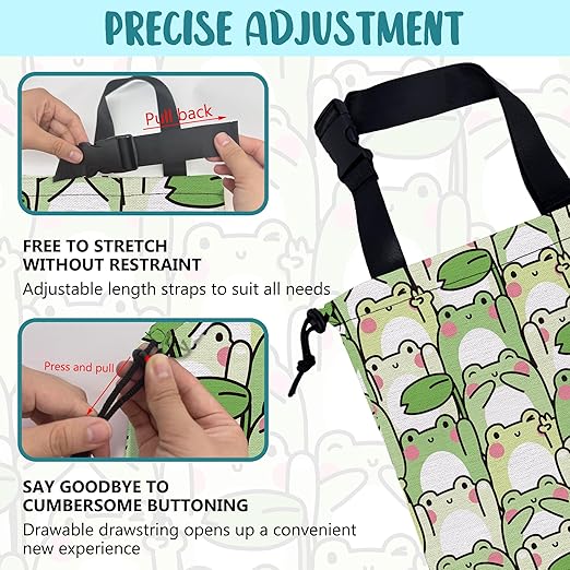 KXWQTRDD Car Garbage Bag Cute Cartoon Frogs Drawstring Car Trash Bag Hanging for Back Seat with Adjustable Buckle Canvas Vehicle Trash Can Easy-to-Install