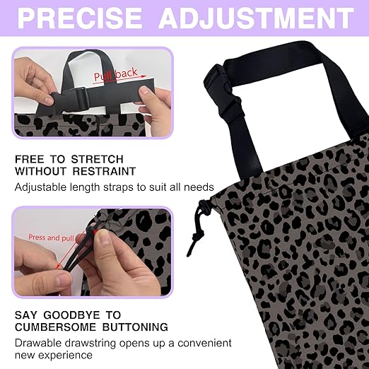 UUCBTAH Car Trash Bag Hanging Black Gray Leopard Print Car Trash Can for Back Seat Waterproof Car Trash Bin with Adjustable Straps and Drawstring for Car Accessories Vehicle Travelling Camping