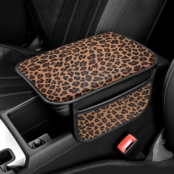 Forala Auto Center Console Pad PU Leather Car Armrest Seat Box Cover Protector Universal Fit (Brown)