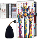Car Registration Holder, Waterproof PU Leather Vehicle Card Document Glove Box Organizer, Women Interior Auto Accessories Case for Cards, Driver License Car Insurance Holder, Cool Giraffes Pattern