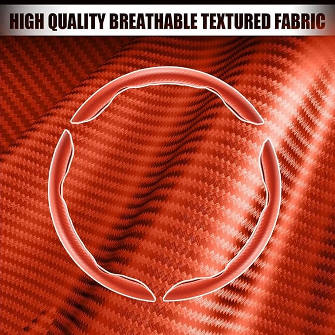 3pcs Carbon Fiber Car Steering Wheel Cover, Segmented Anti-Skid Steering Wheel Protector, Universal 99% Steering Wheel, Butterfly Steering Wheel Cover Women Men, Car Accessories Interior (Orange)