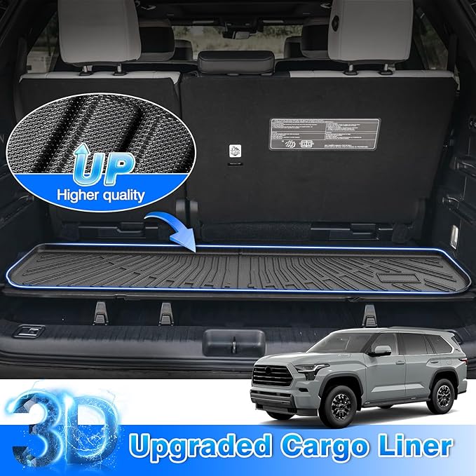 Sequoia Floor Mats - Car Mats for Toyota Sequoia 2023-2026, All Weather Floor Mats and Cargo Liner for Sequoia Accessories, Heavy Duty Rubber Mats, Car Accessories
