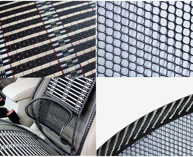 Car Seat Office Chair Bamboo Chip Cover Cushion with Wire Mesh Lumbar Back Support,Breathable Cool Black Mesh with Strap Comfortable Ventilate Support Cushion Pad for All Types Car Seats