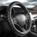 West Llama Microfiber Leather Car Steering Wheel Cover for Men Women,Universal Fit 15.5-16 inch(Leather Nails-Black-Large Size)