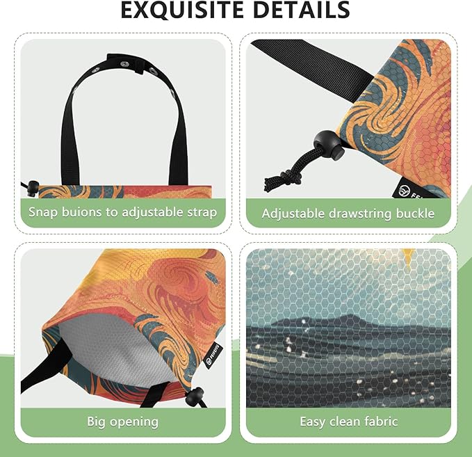 ALAZA Hanging Car Trash Bags Garbage Bag Trash Can for Back Seat Small Sun Wave Washable Storage Bag Retractable 2 Pack